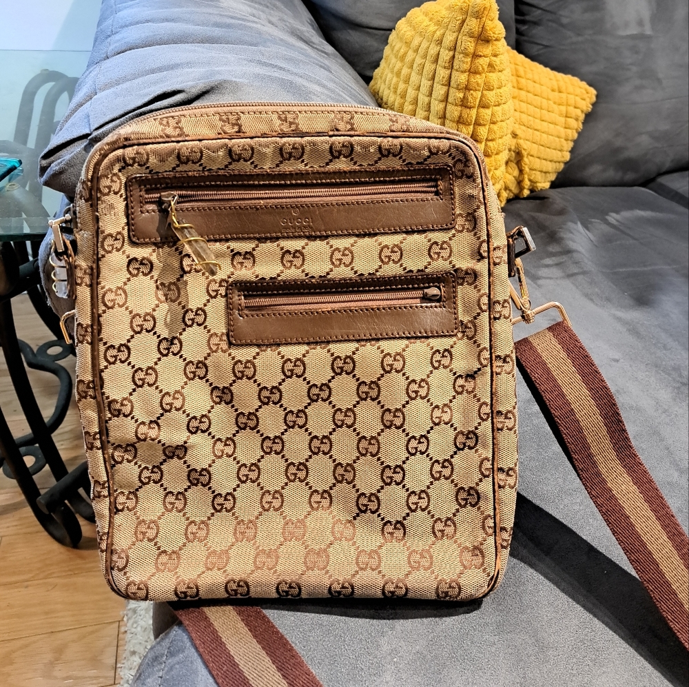 Authentic GUCCI messenger bag with off brand strap